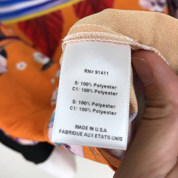 Clover Canyon orange floral blouse size small - Picture 6 of 7